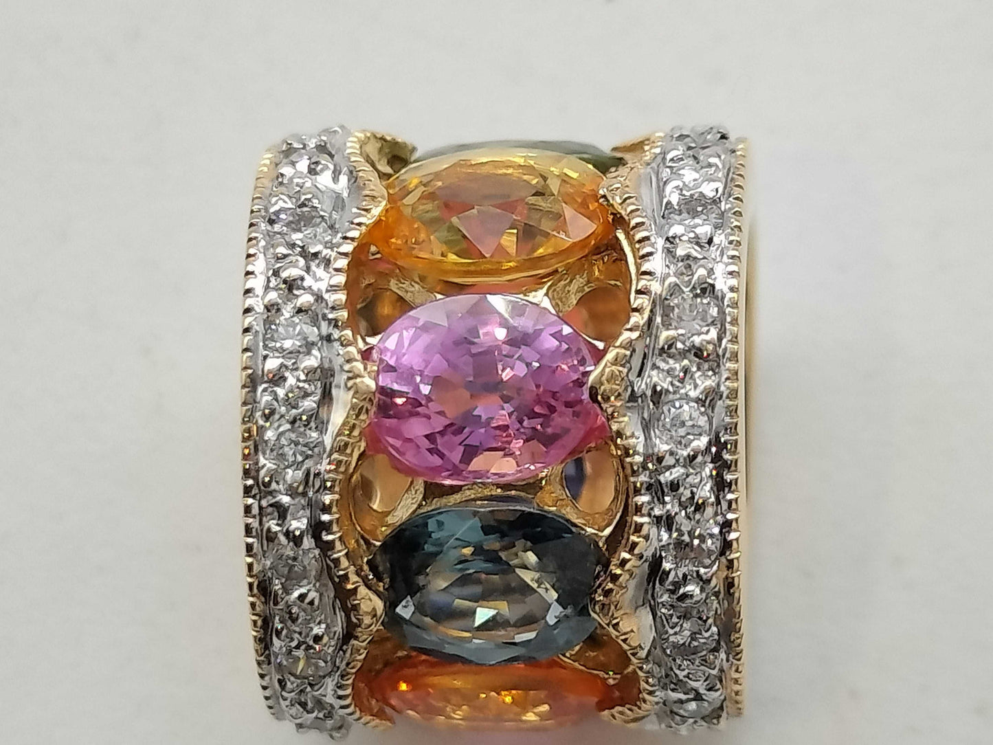 Colored Stone Multi Diamond K18 2.4g Pendant Top
