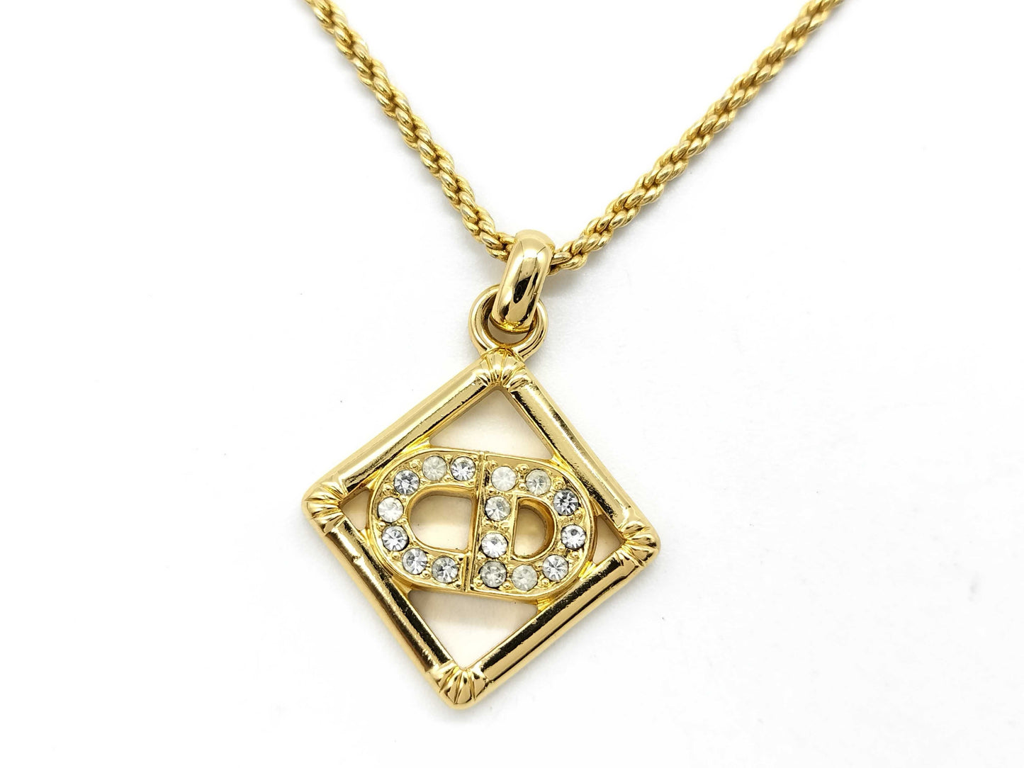 Dior CD logo rhinestone necklace