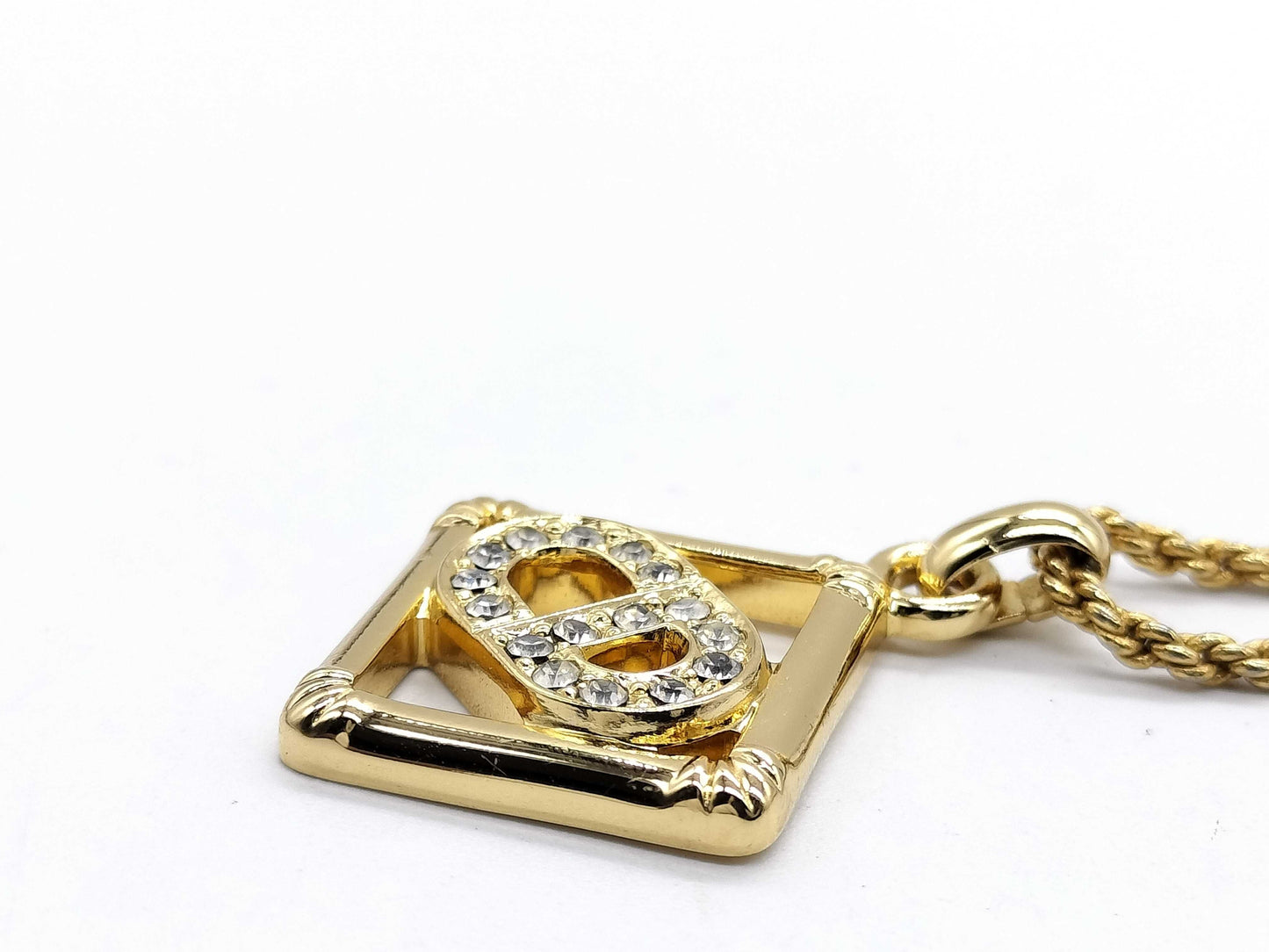 Dior CD logo rhinestone necklace