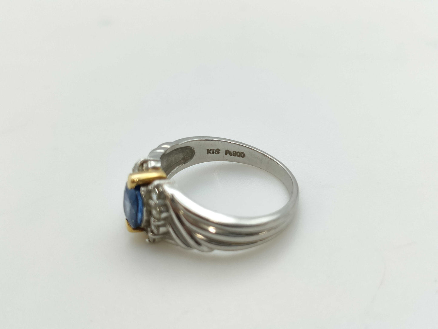 S0.89ct D0.23ct Pt900/K18 5.9g Ring