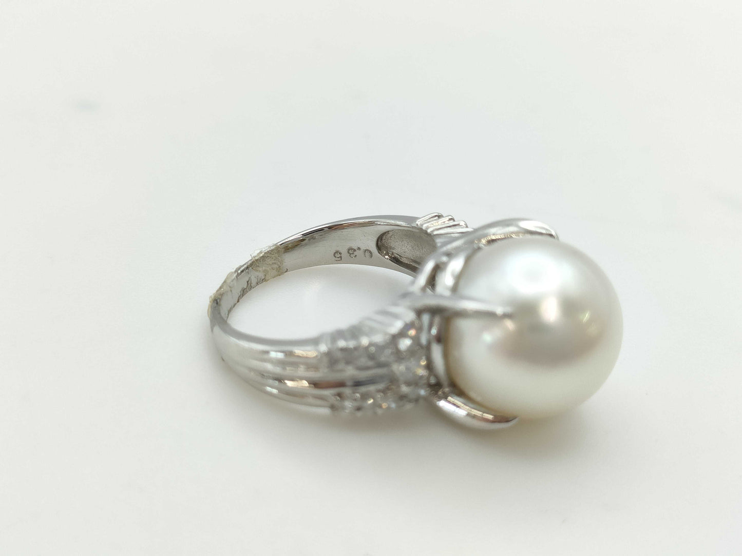 South Sea Pearl, Diameter: Approx. 12.5mm, D0.35ct, PT900, 9.4g, Ring