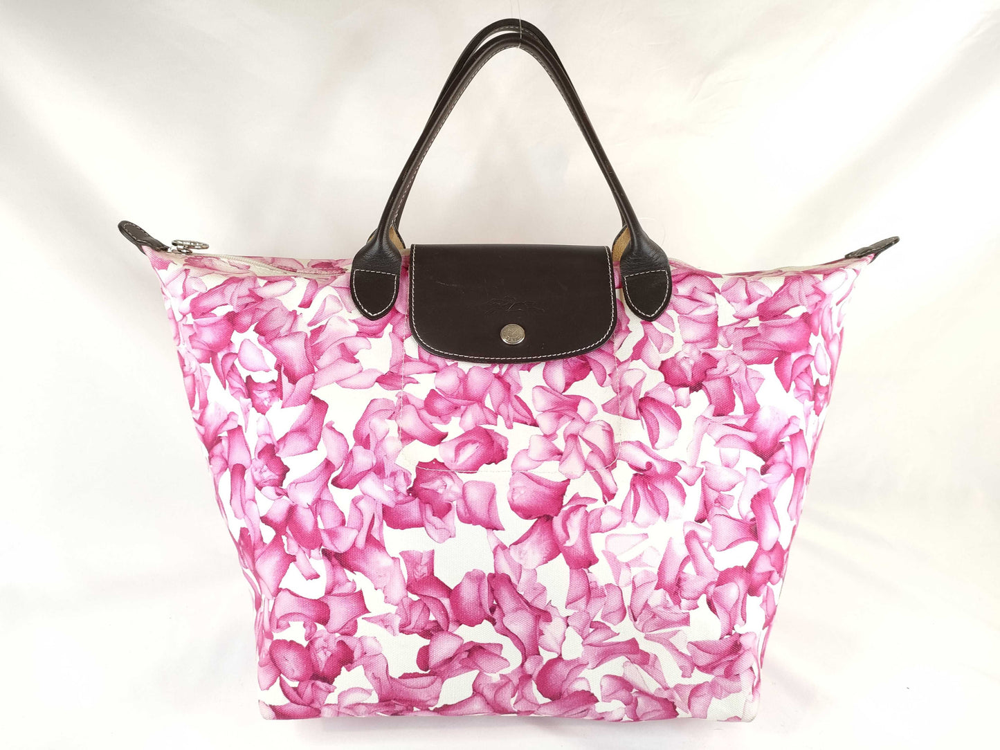 LONG CHAMP Pliage S Hand Canvas Floral Print Tote Bag