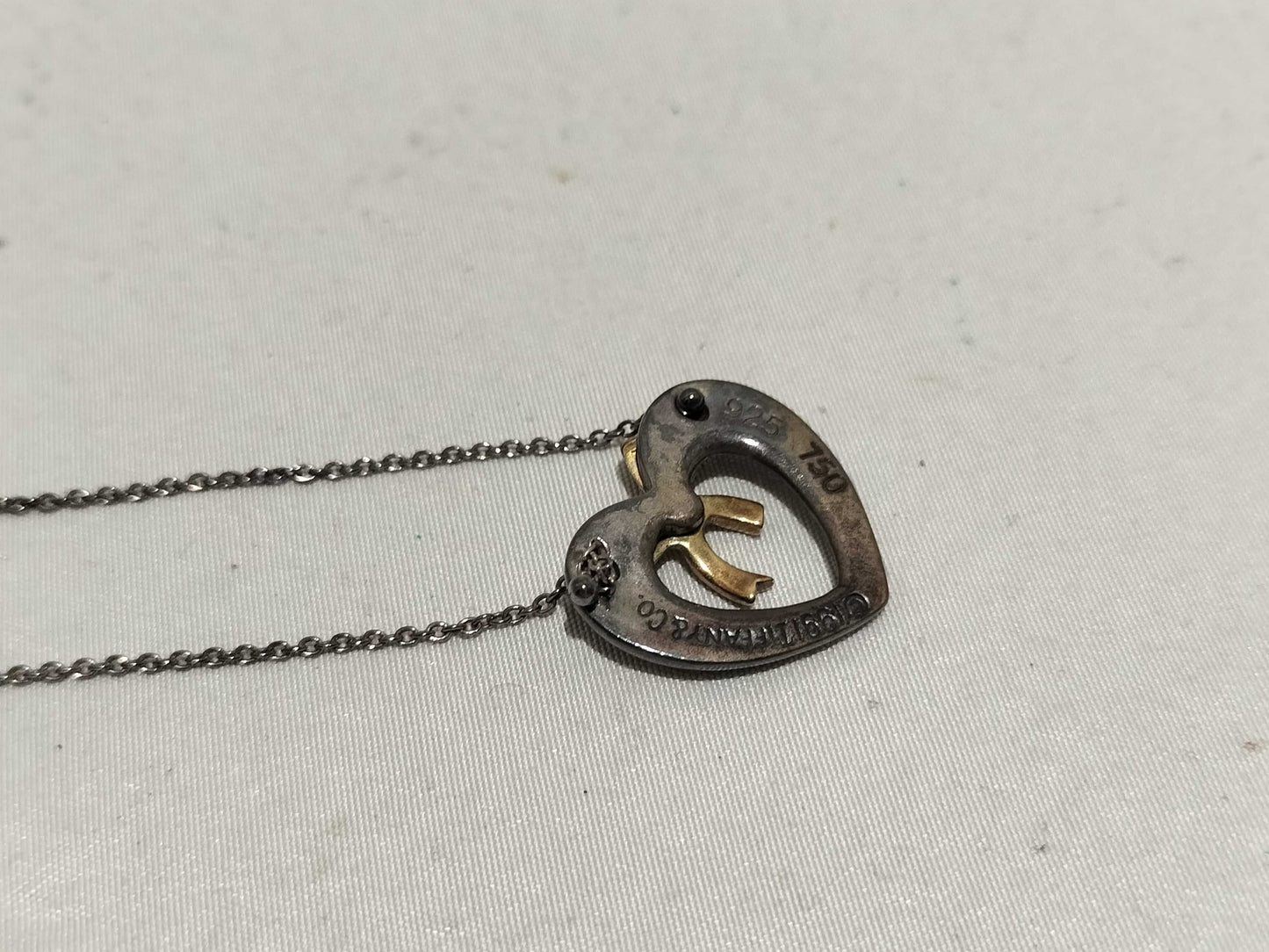 Tiffany & Co. Heart Ribbon 925 750 Necklace
