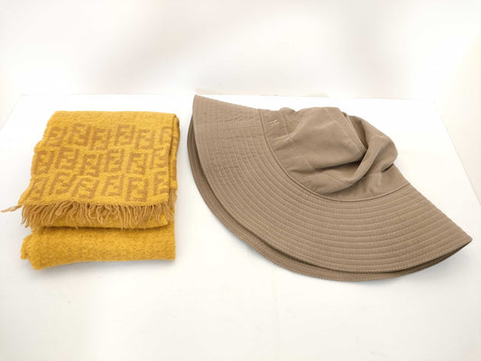 HERMES H logo bucket hat / Fenty FF wool scarf