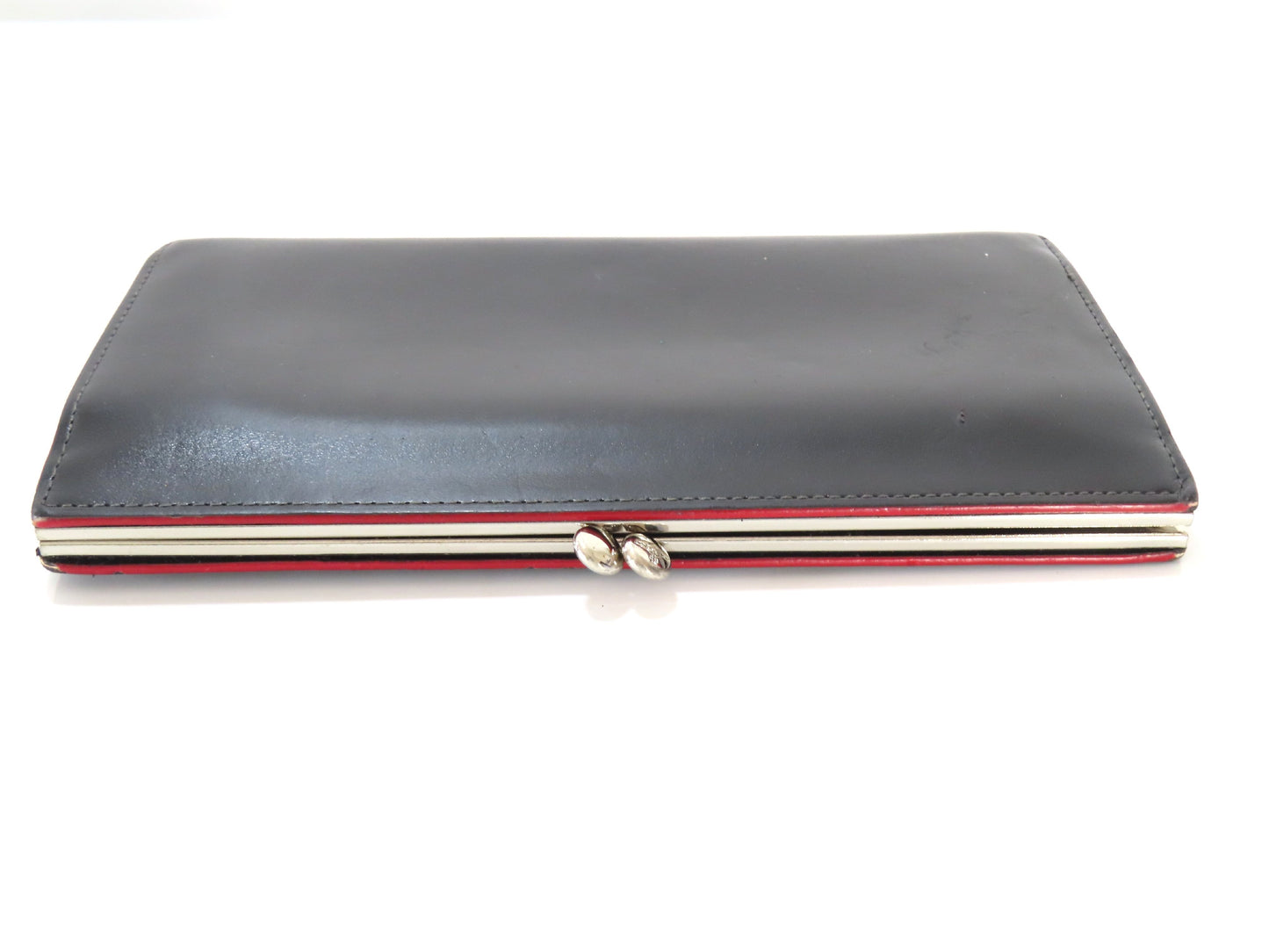Vivienne Westwood Leather Long Wallet with Clasp Closure, Black