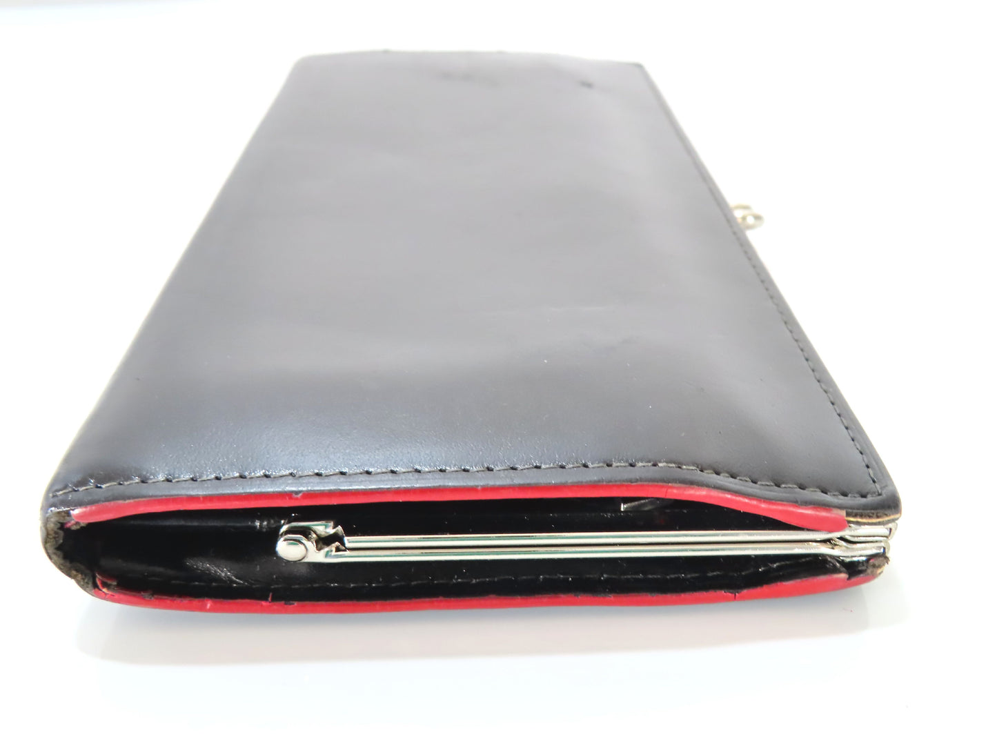 Vivienne Westwood Leather Long Wallet with Clasp Closure, Black