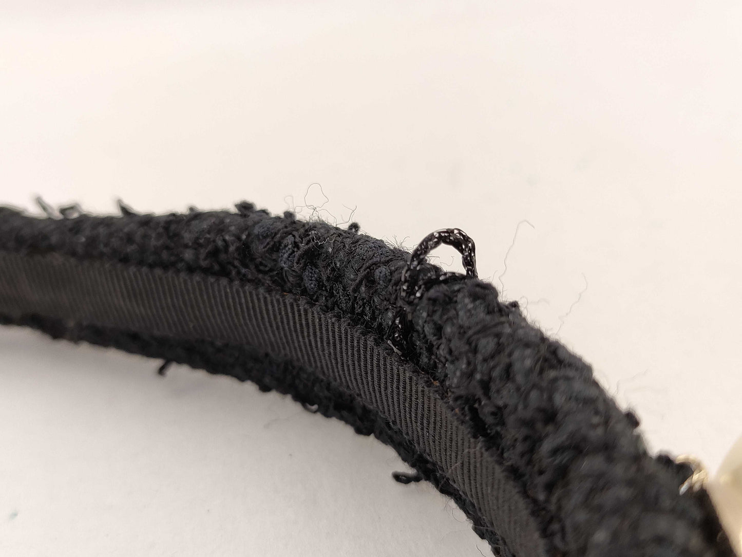 CHANEL Tweed Pearl Headband Hair Accessory
