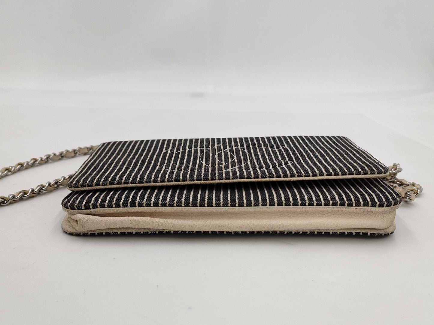 CHANEL Chain Wallet Stripe Shoulder Bag