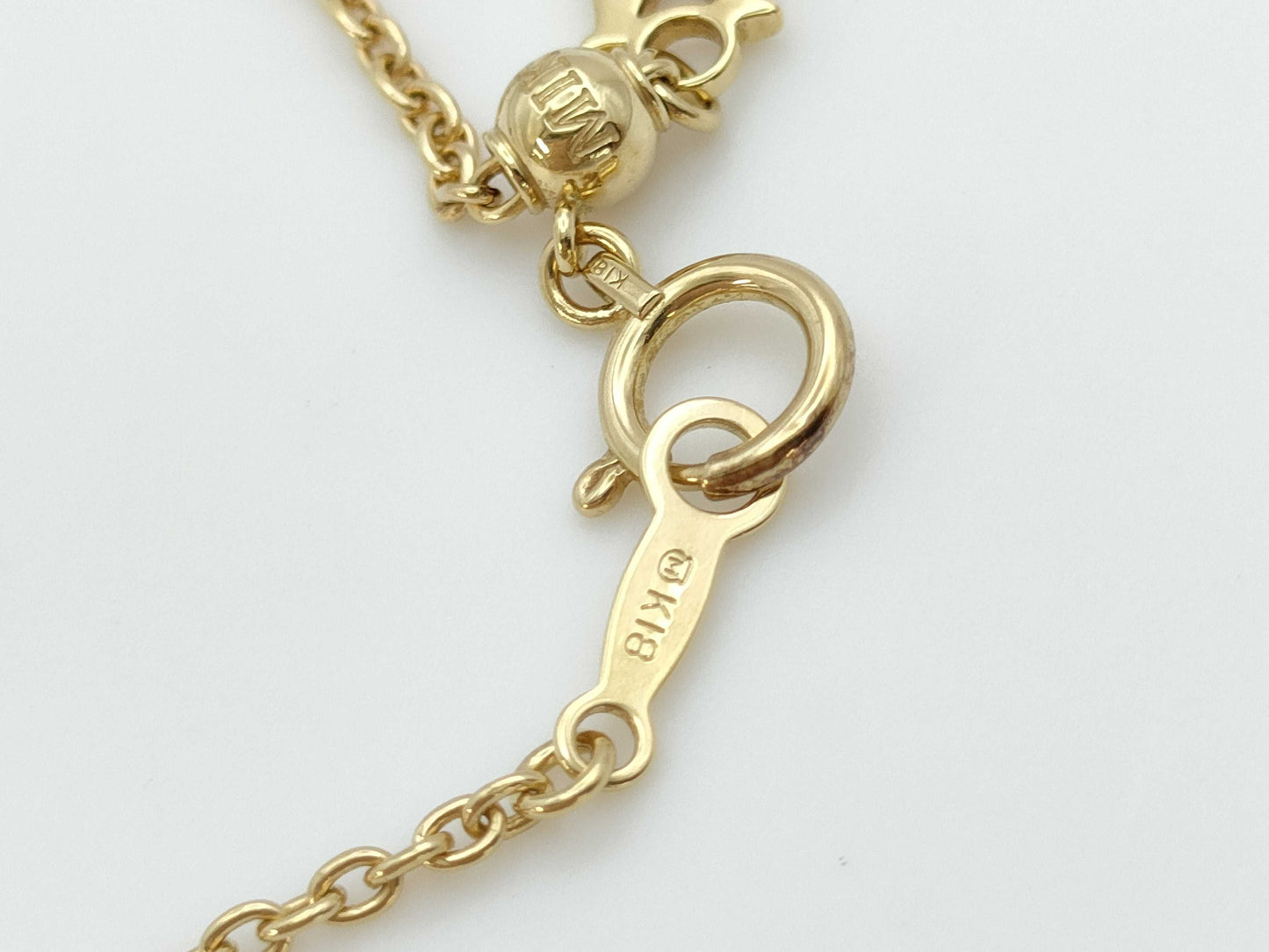 MIKIMOTO Precajour Flower Akoya Pearl Diameter Approx. 4.0mm-6.1mm Enamel Diamond M Charm K18 13.5g Necklace