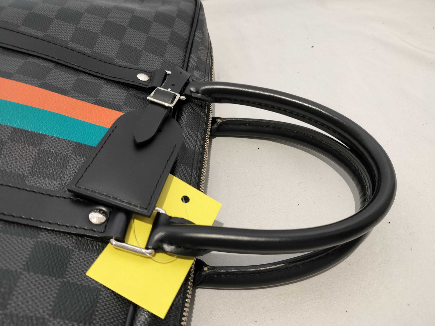 LOUIS VUITTON Damier Porte-Document Voyage Graphite Business Bag with Initials and Padlock