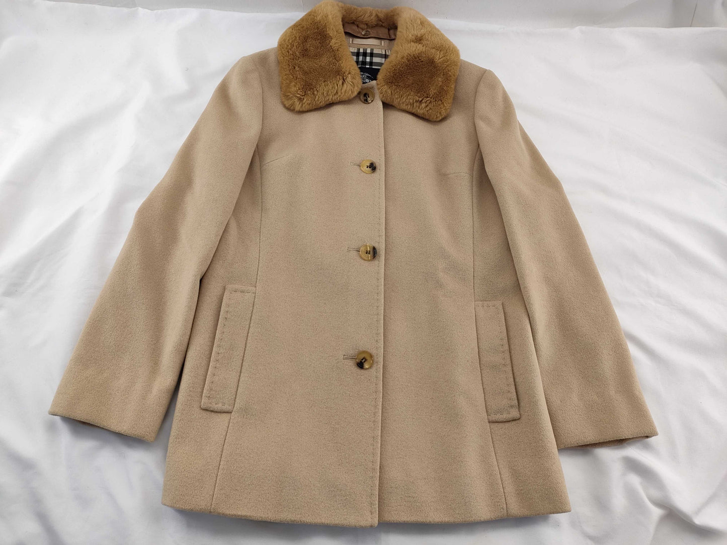 BURBERRY Angora and Wool Coat with Fur