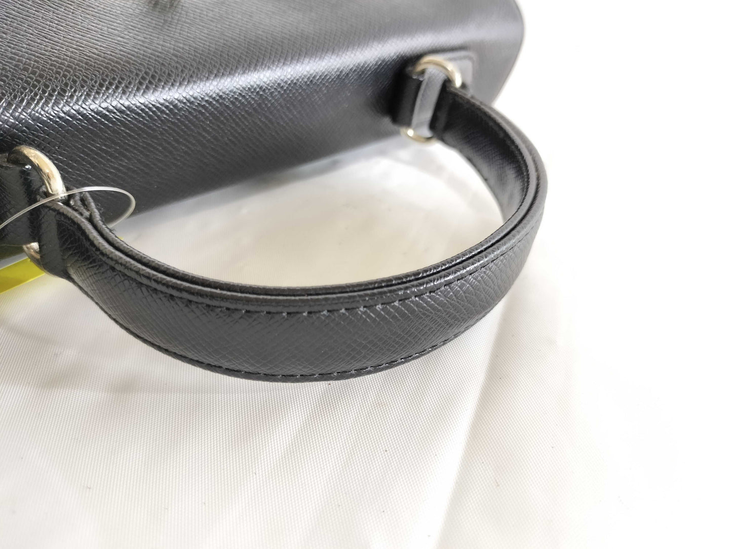 Yves Saint Laurent Leather Hand Kelly Style Black Logo Embossed Handbag