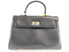 Yves Saint Laurent Leather Hand Kelly Style Black Logo Embossed Handbag