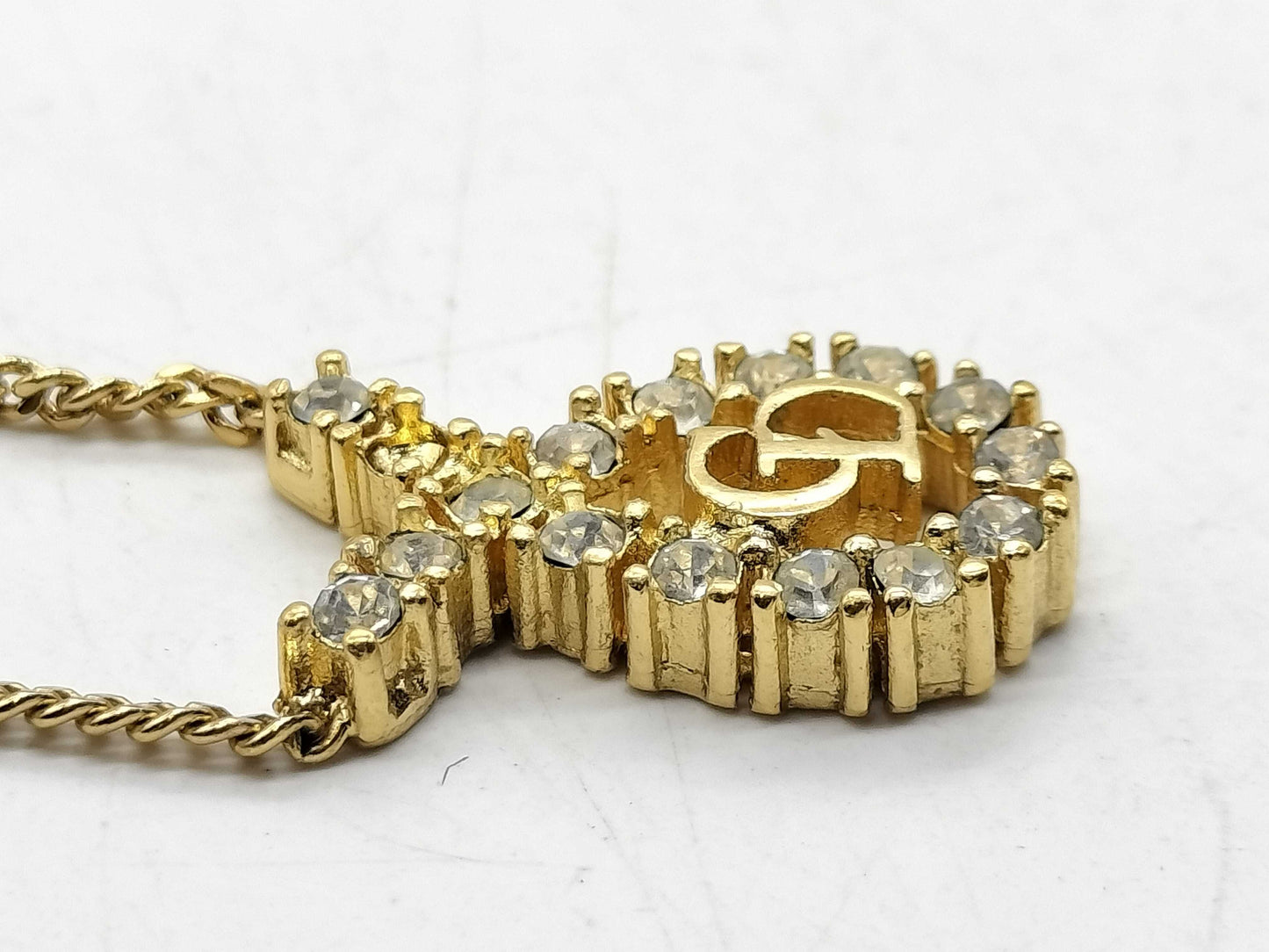 Dior CD logo necklace with rhinestones and gold accents