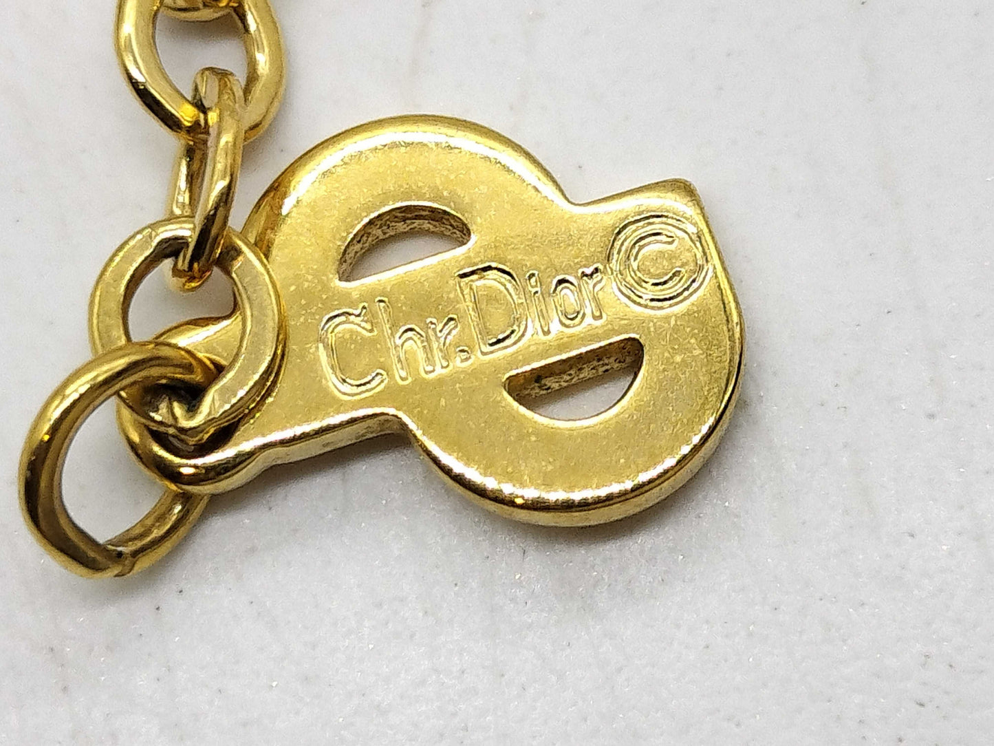 Dior CD logo necklace with rhinestones and gold accents