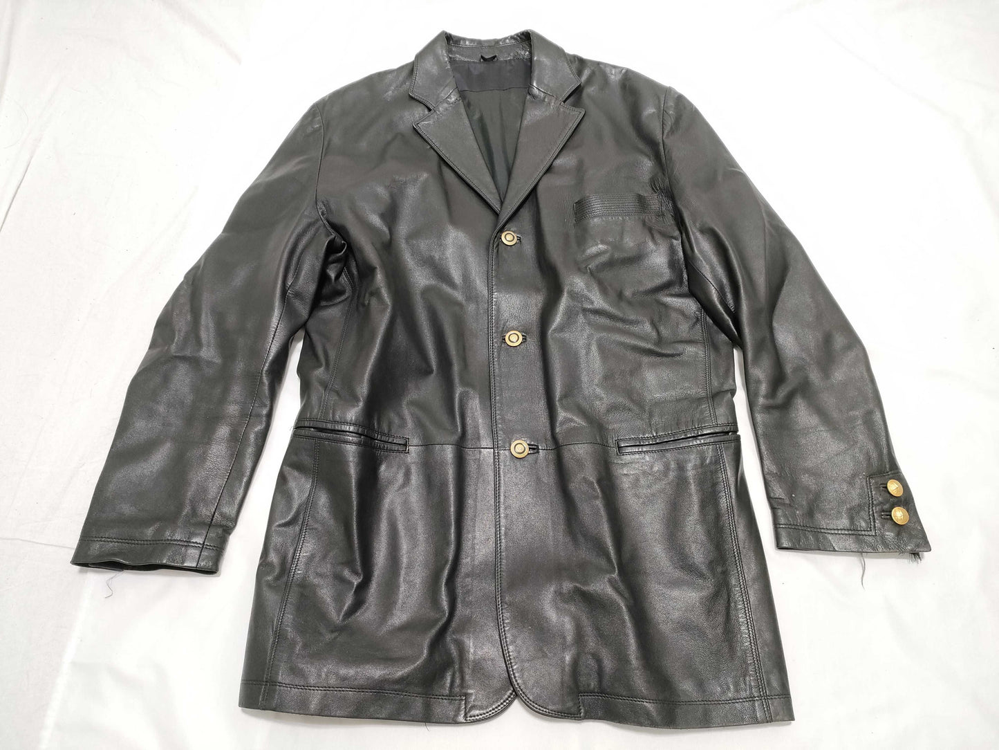 VERSACE V2 by VERSACE Leather Jacket with Gold Buttons