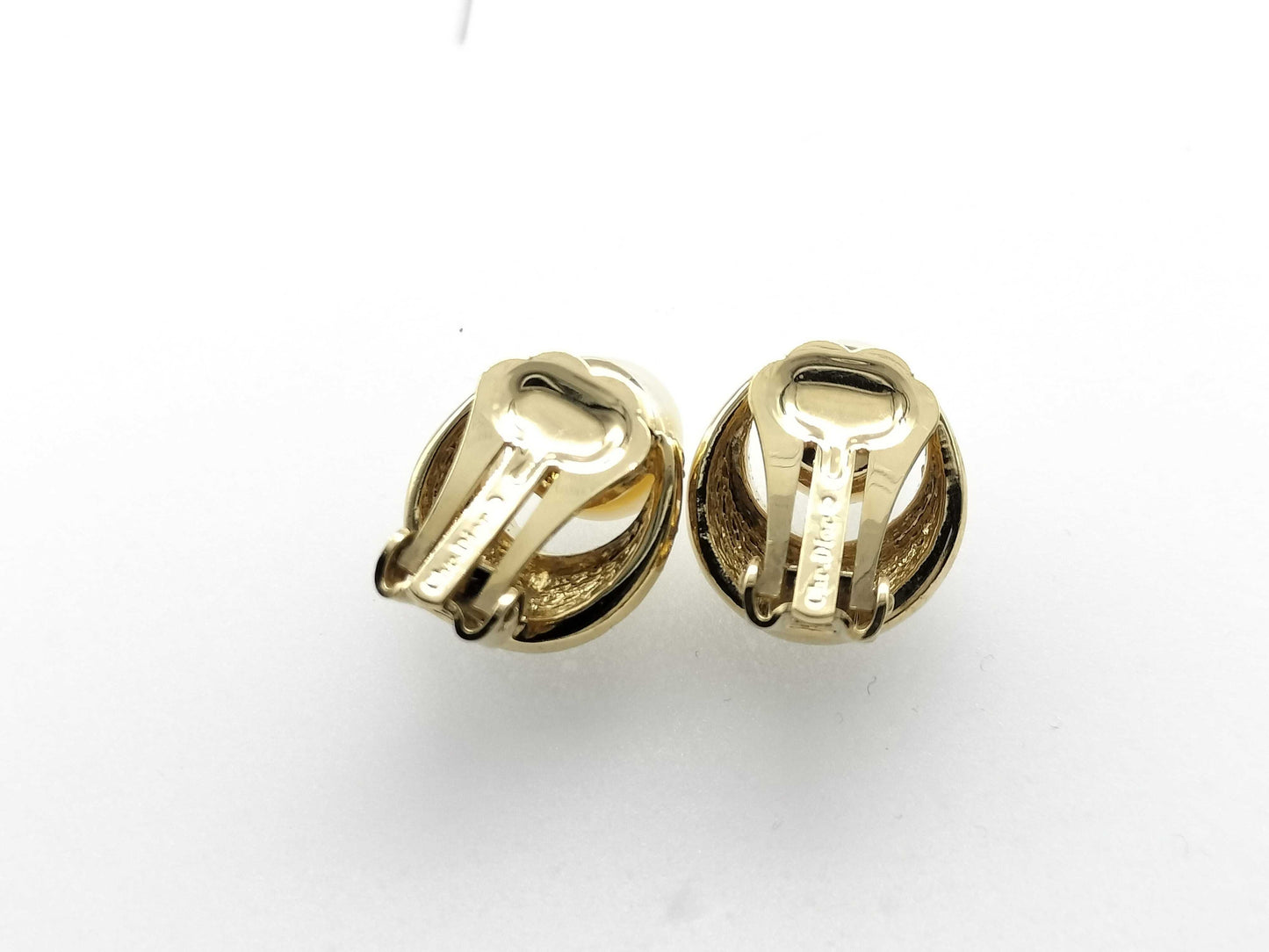 Dior Earrings Pearl Stone Gold Earrings