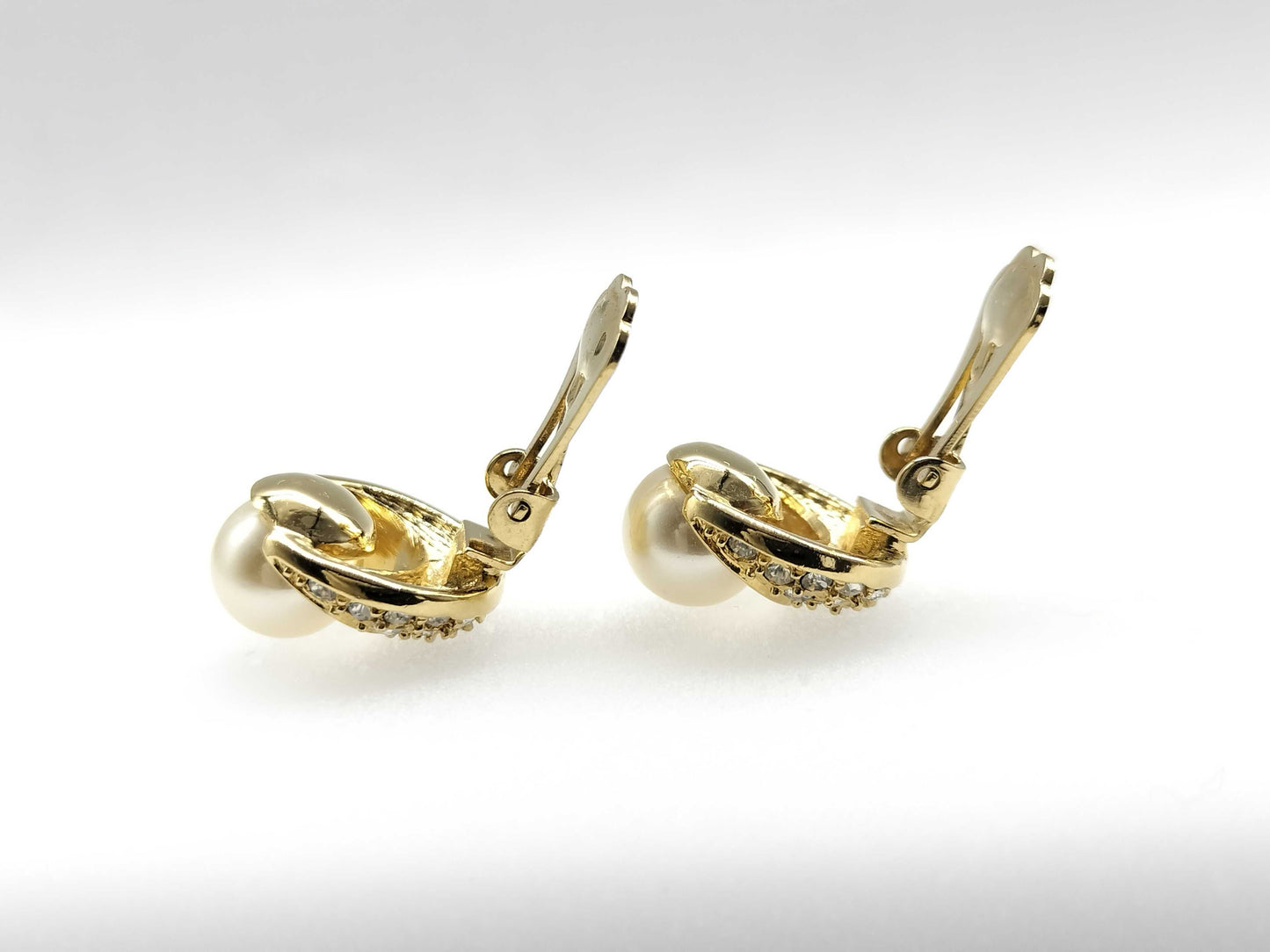 Dior Earrings Pearl Stone Gold Earrings