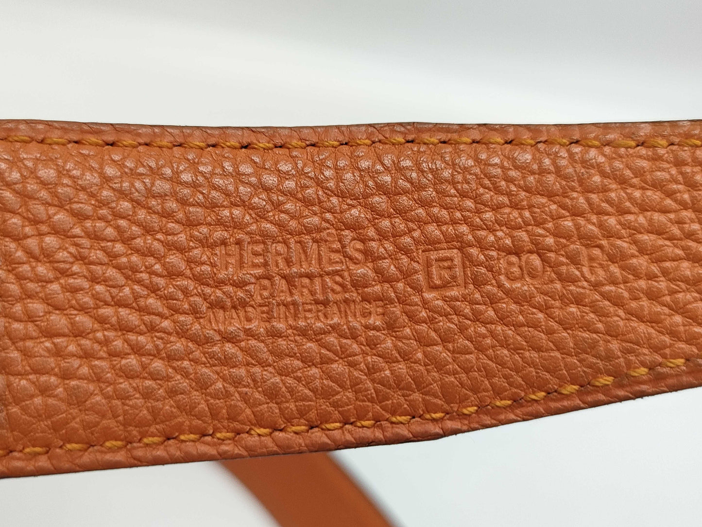 HERMES Constance Silver Hardware F 80 Black/Orange Belt