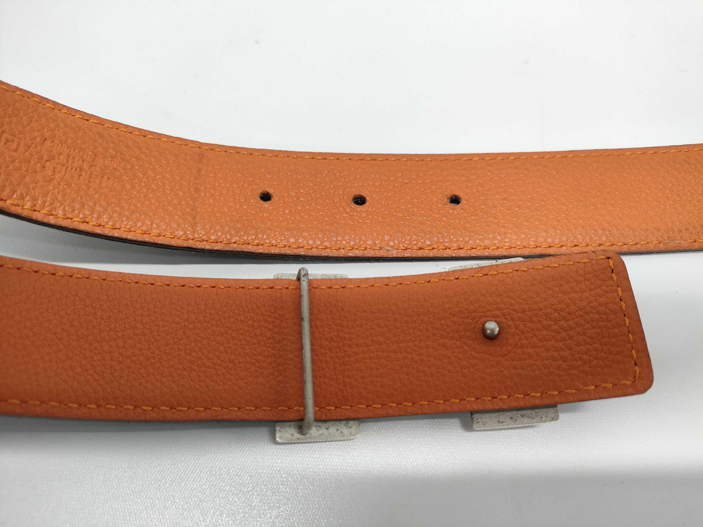 HERMES Constance Silver Hardware F 80 Black/Orange Belt