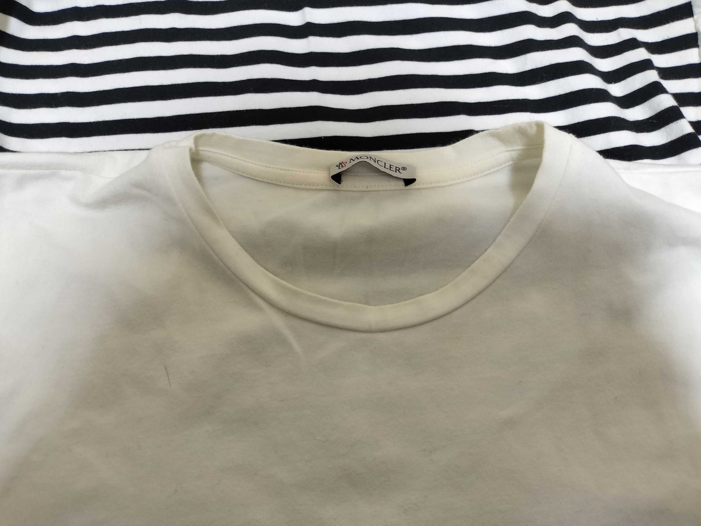 MONCLER Short Sleeve Ruffle Striped Shirt