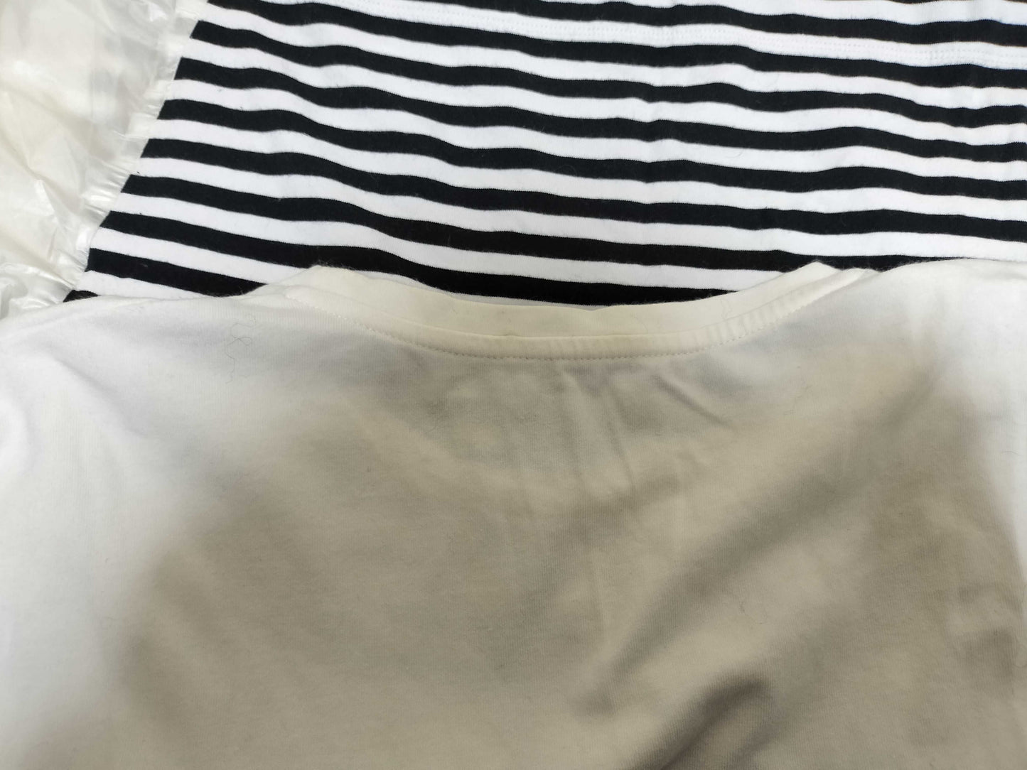 MONCLER Short Sleeve Ruffle Striped Shirt