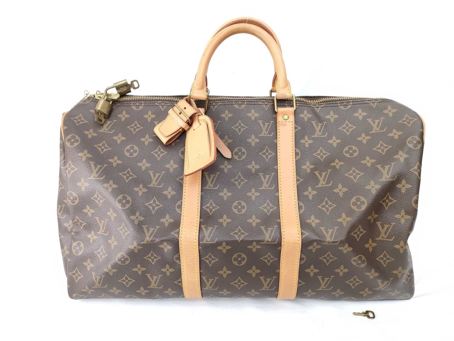 LOUIS VUITTON Monogram Keepall 50 Bandouliere Boston Bag