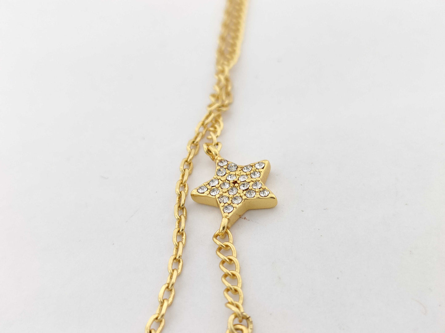Dior Rhinestone Star Necklace Gold Necklace
