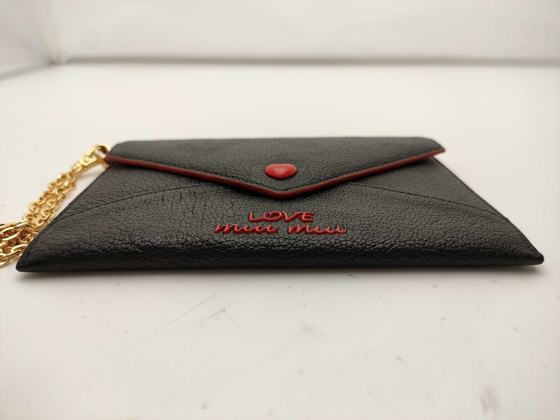 Miu Miu Love Letter Wristlet Chain Wallet Black Wallet