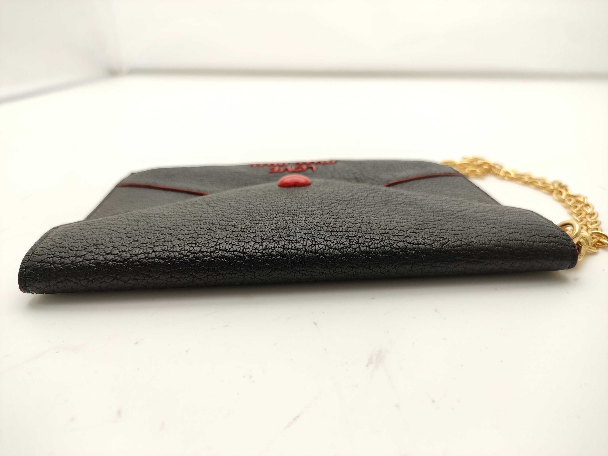 Miu Miu Love Letter Wristlet Chain Wallet Black Wallet