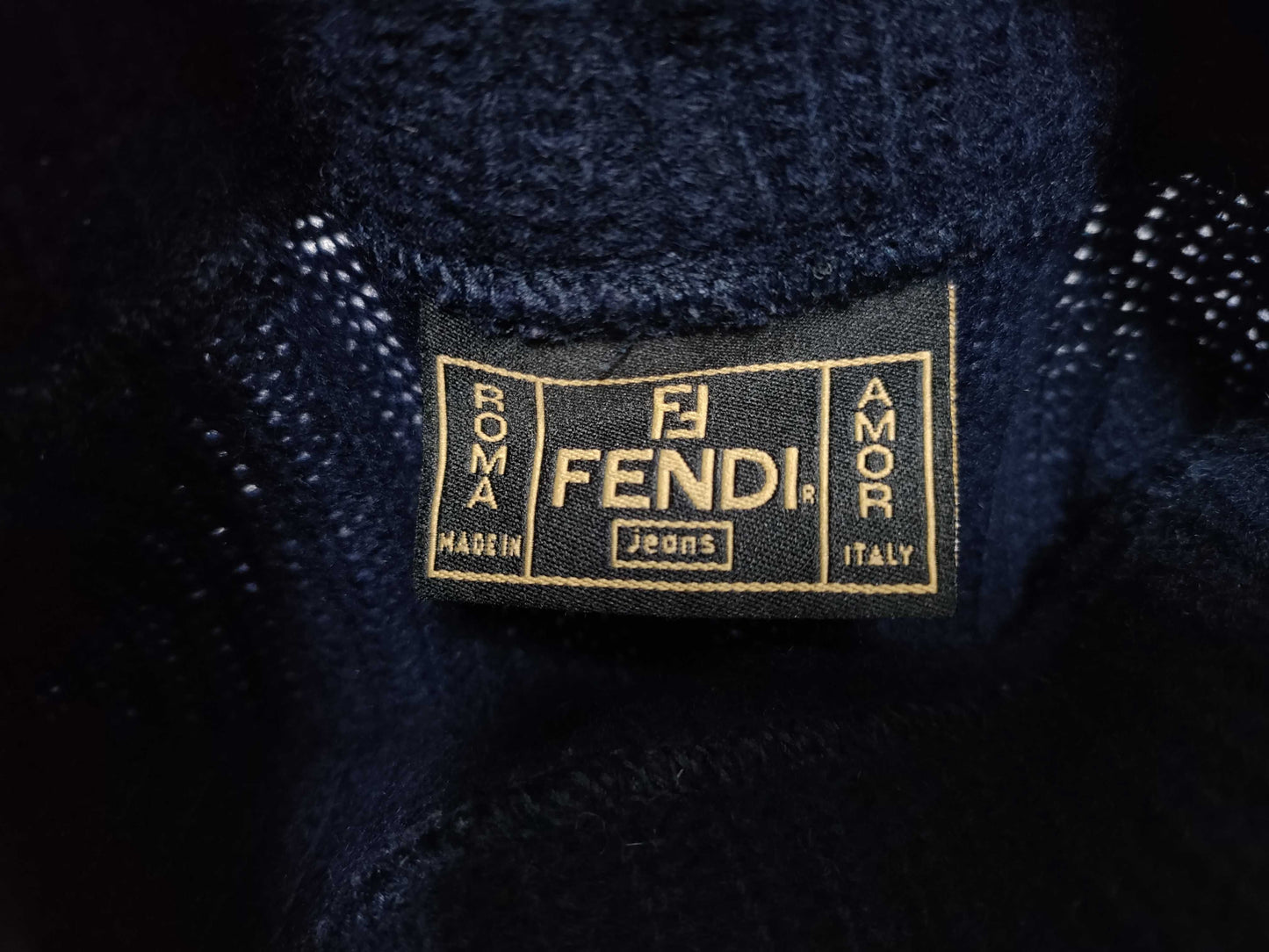 FENDI Knit Logo Top Navy Turtleneck Top