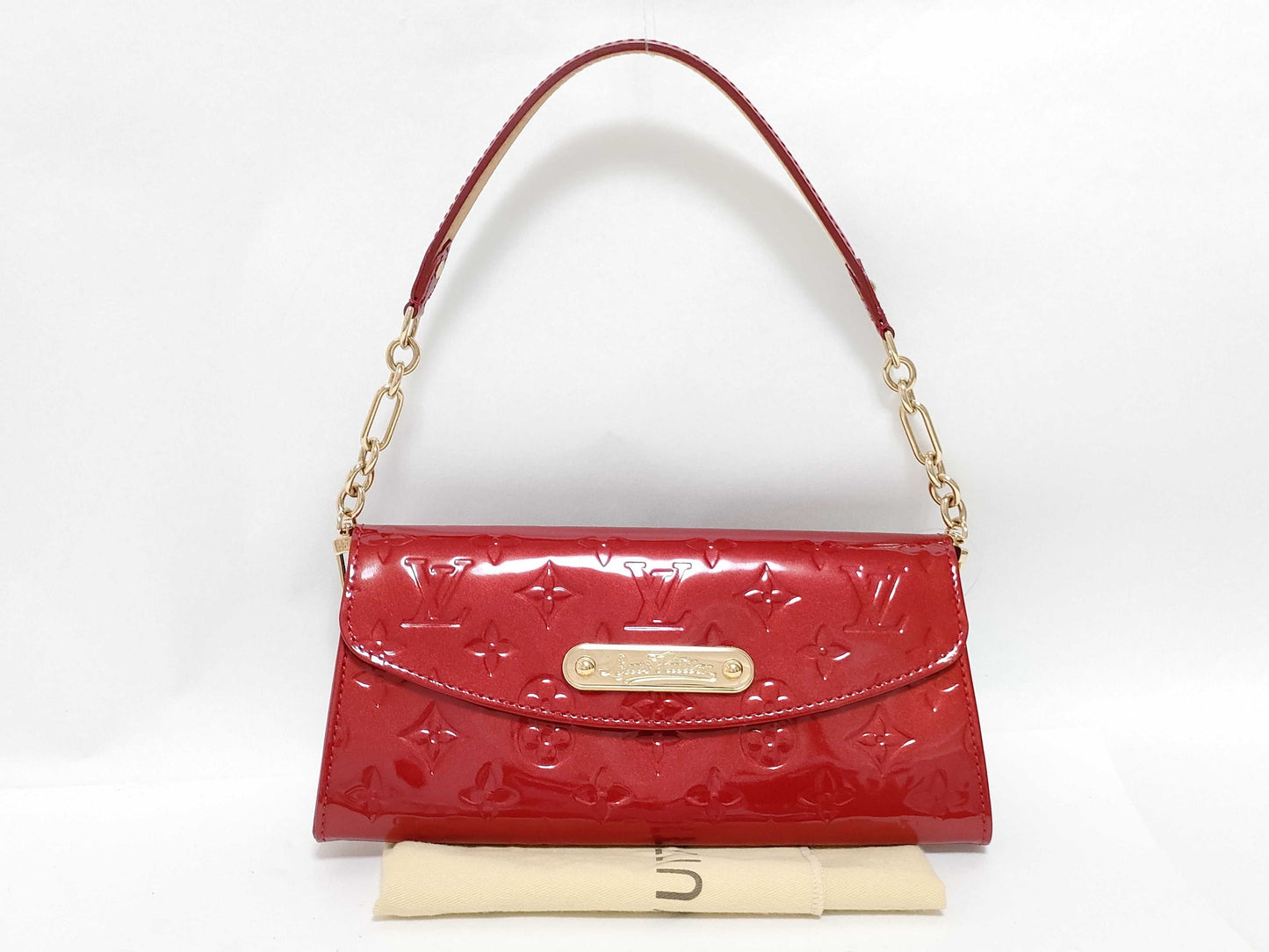 LOUIS VUITTON Vernis Sunset Boulevard Red Shoulder Bag