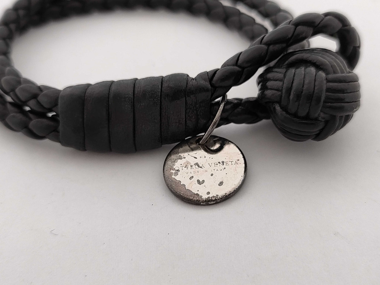 BOTTEGA VENETA Intrecciato Leather Bracelet with 925 Plate
