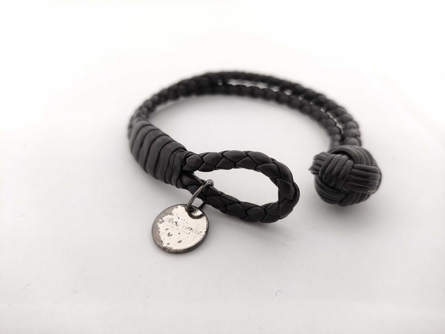 BOTTEGA VENETA Intrecciato Leather Bracelet with 925 Plate