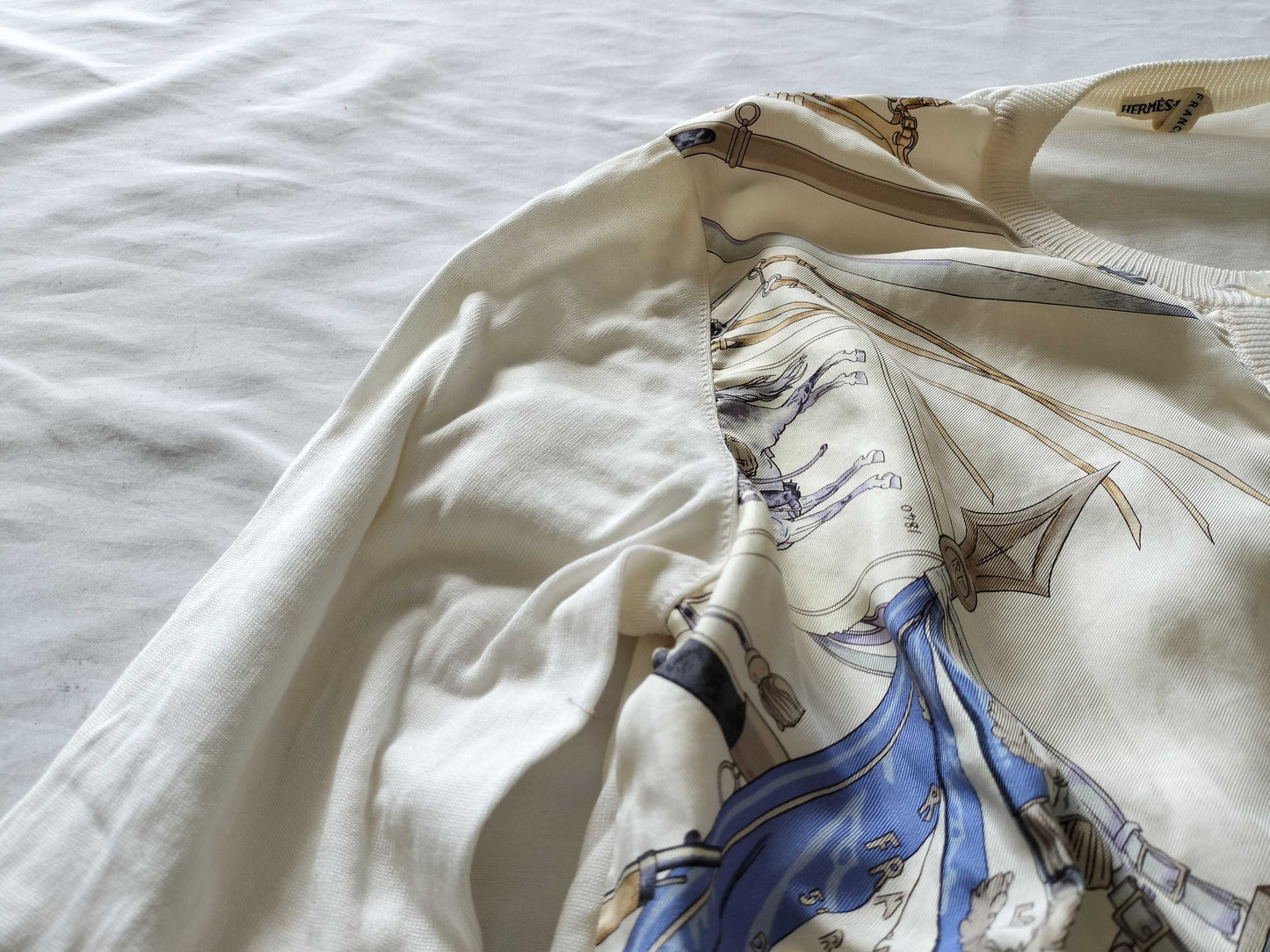 HERMES Twill Reine Cardigan in White