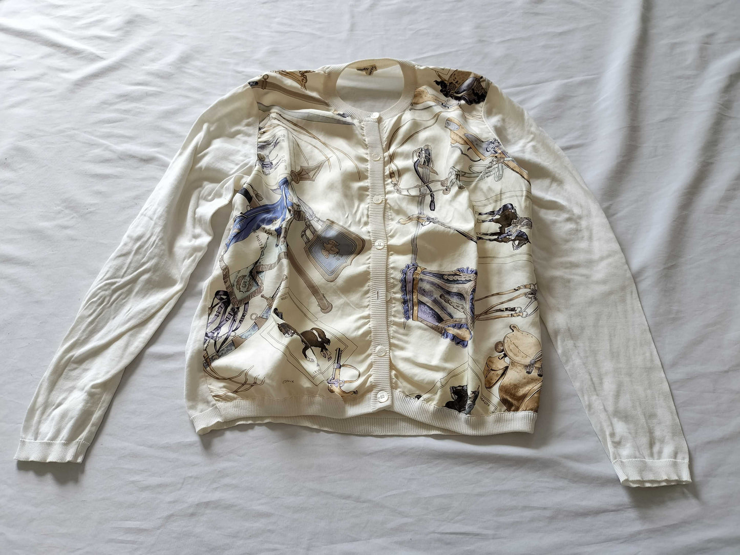 HERMES Twill Reine Cardigan in White