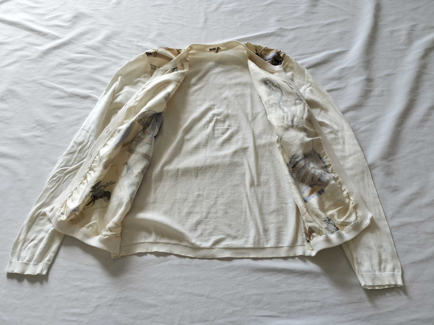 HERMES Twill Reine Cardigan in White