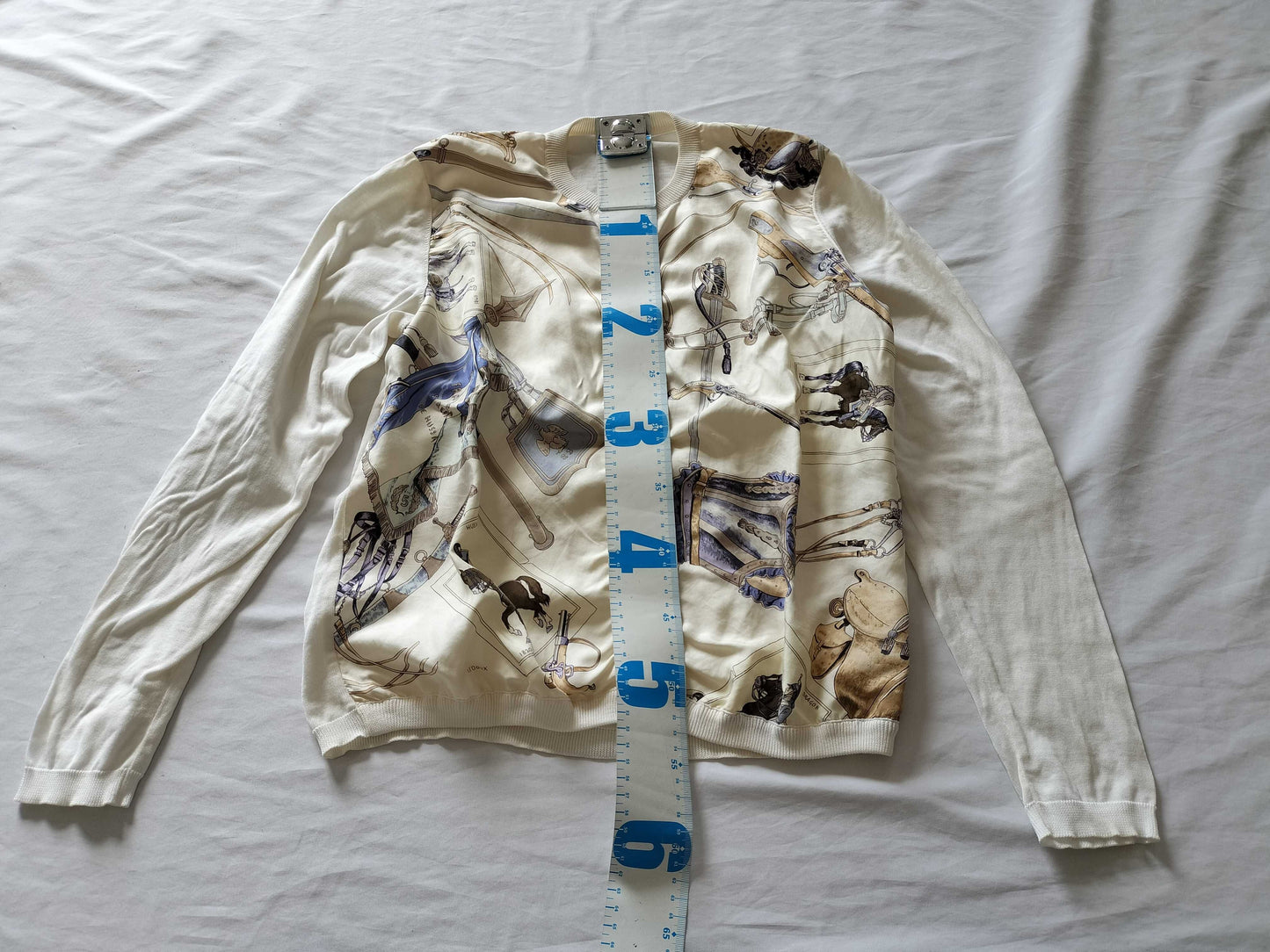 HERMES Twill Reine Cardigan in White