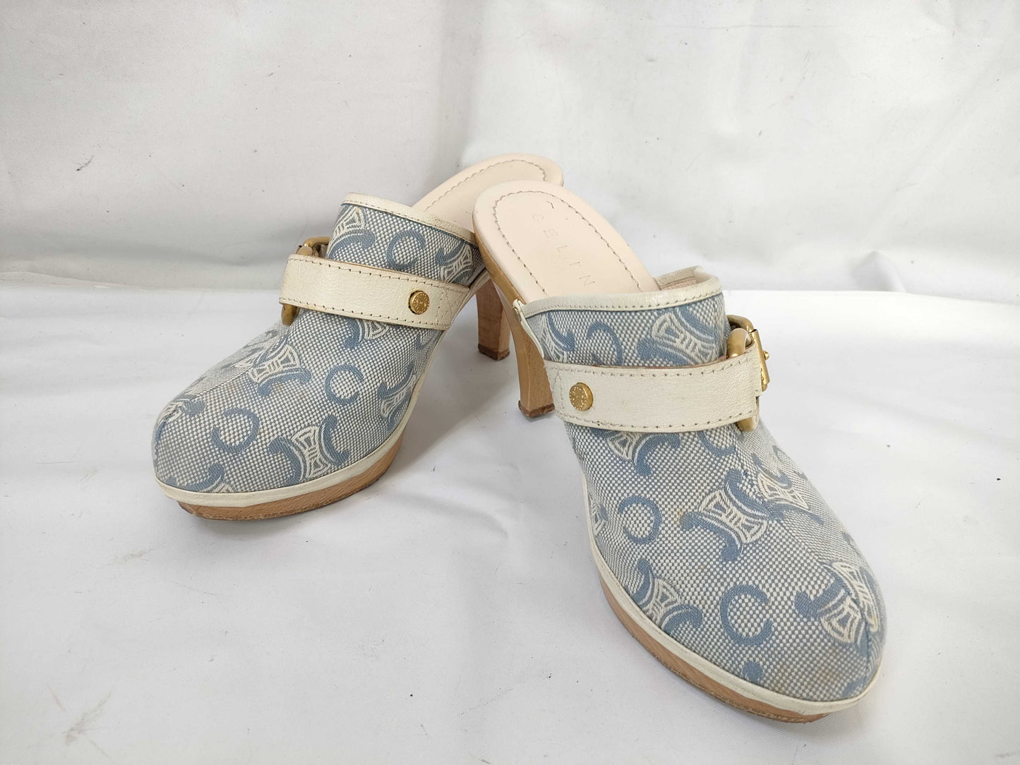 CELINE C Macadam Clog Sandals