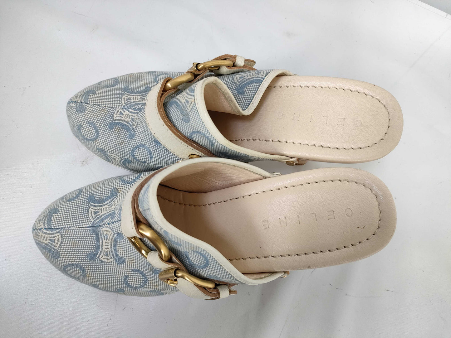 CELINE C Macadam Clog Sandals