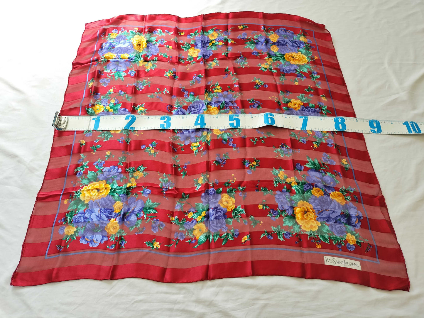 Yves Saint Laurent Floral Print 100% Silk Scarf