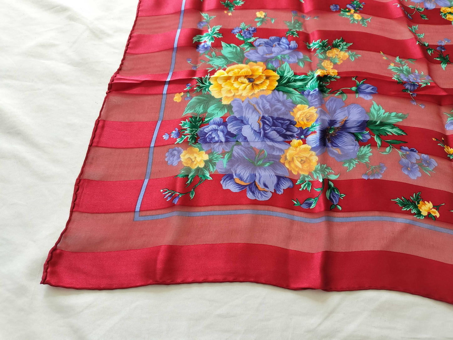 Yves Saint Laurent Floral Print 100% Silk Scarf