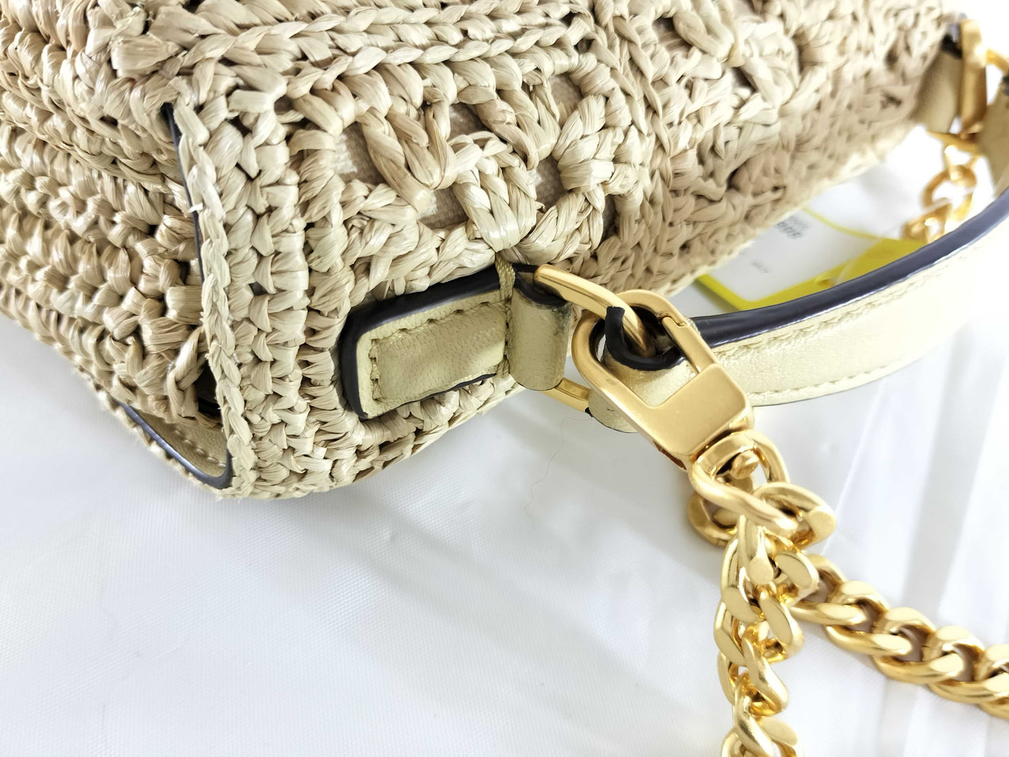 Tory Burch Chain Shoulder Basket Bag Raffia Shoulder Bag