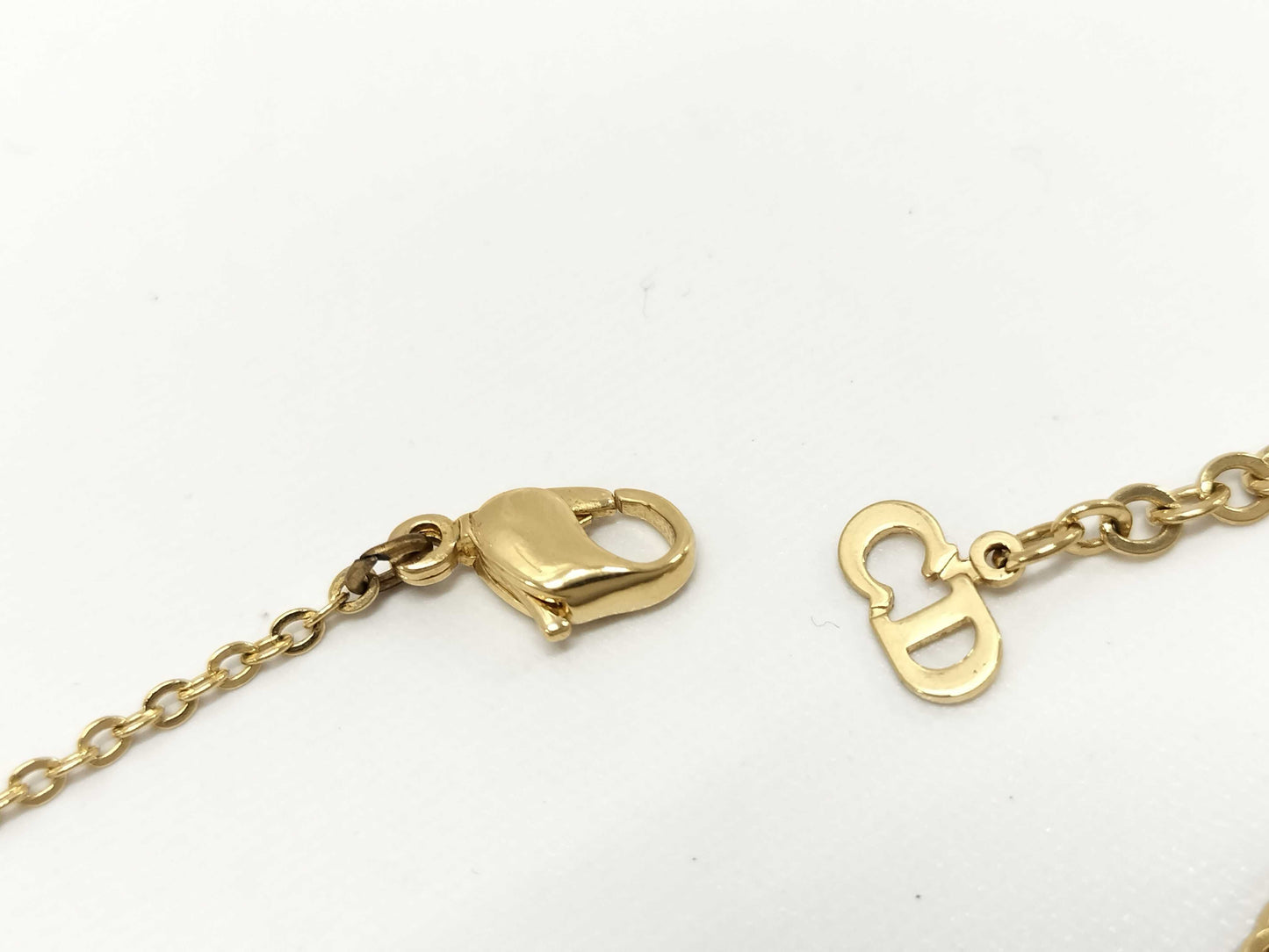 Dior Rhinestone Heart Logo Necklace