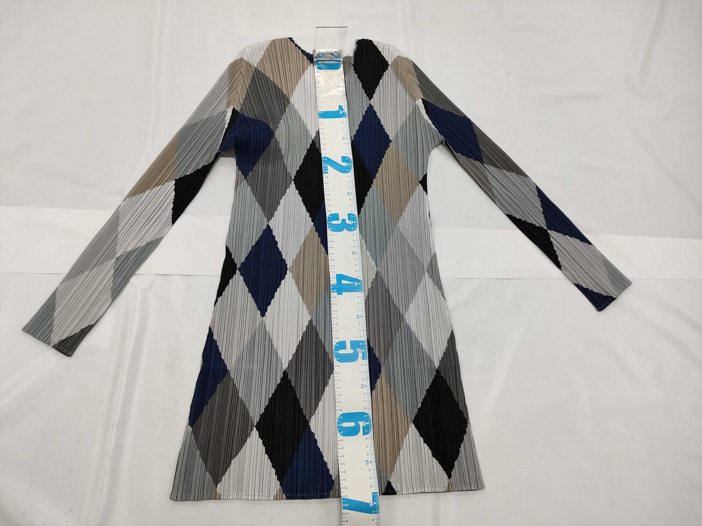ISSEY MIYAKE Pleats Please Argyle Long Sleeve Top