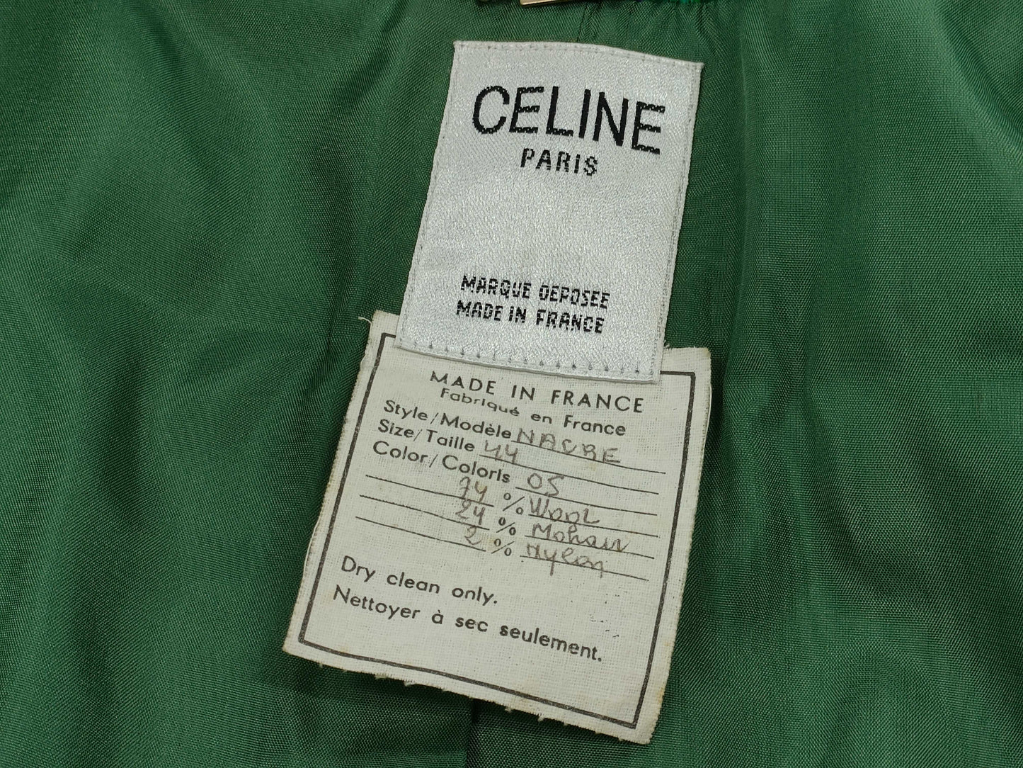 CELINE Tweed Jacket Green Jacket