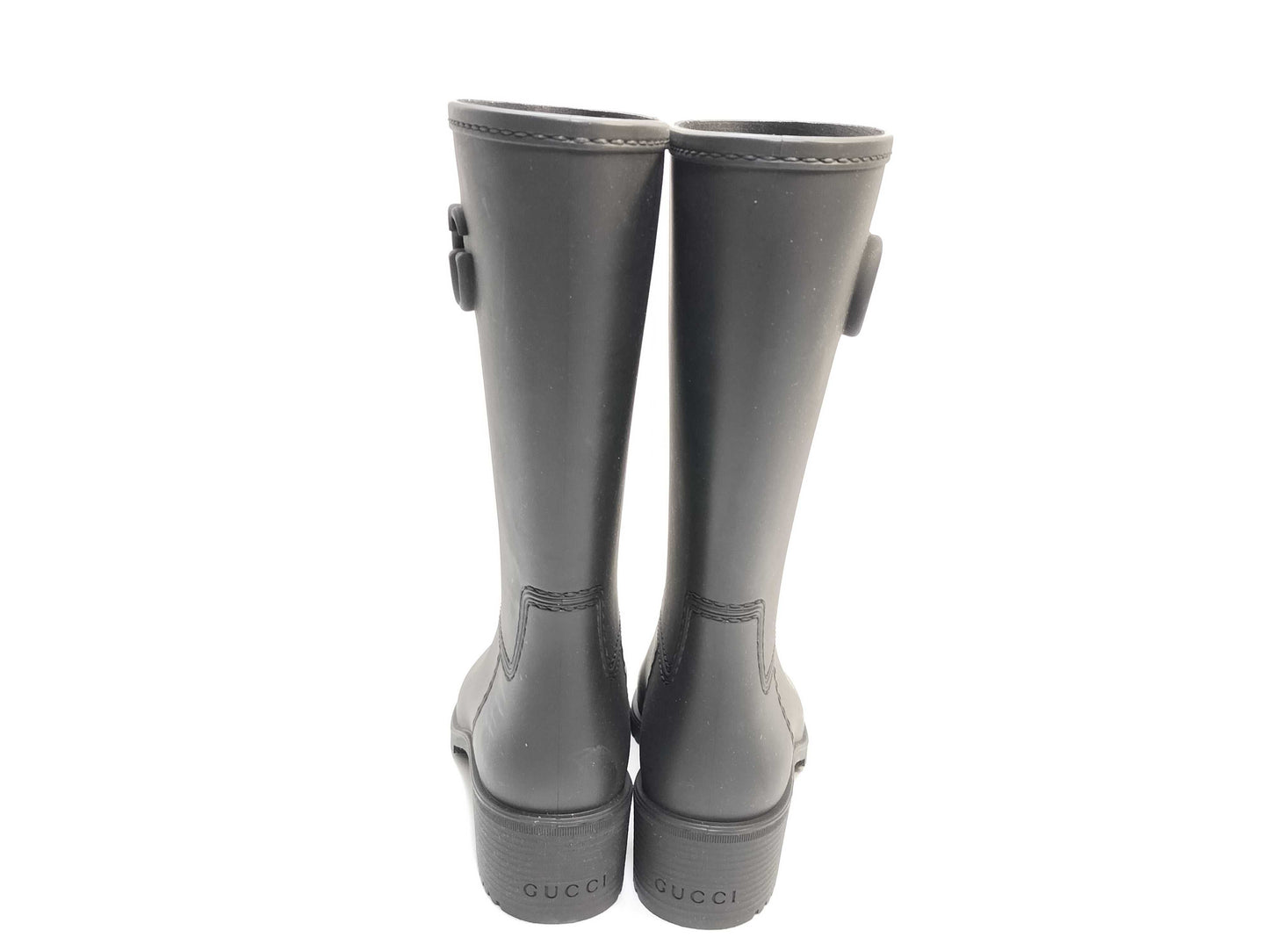 GUCCI Rubber Rain Boots/Black/GG/Boxed Rain Boots