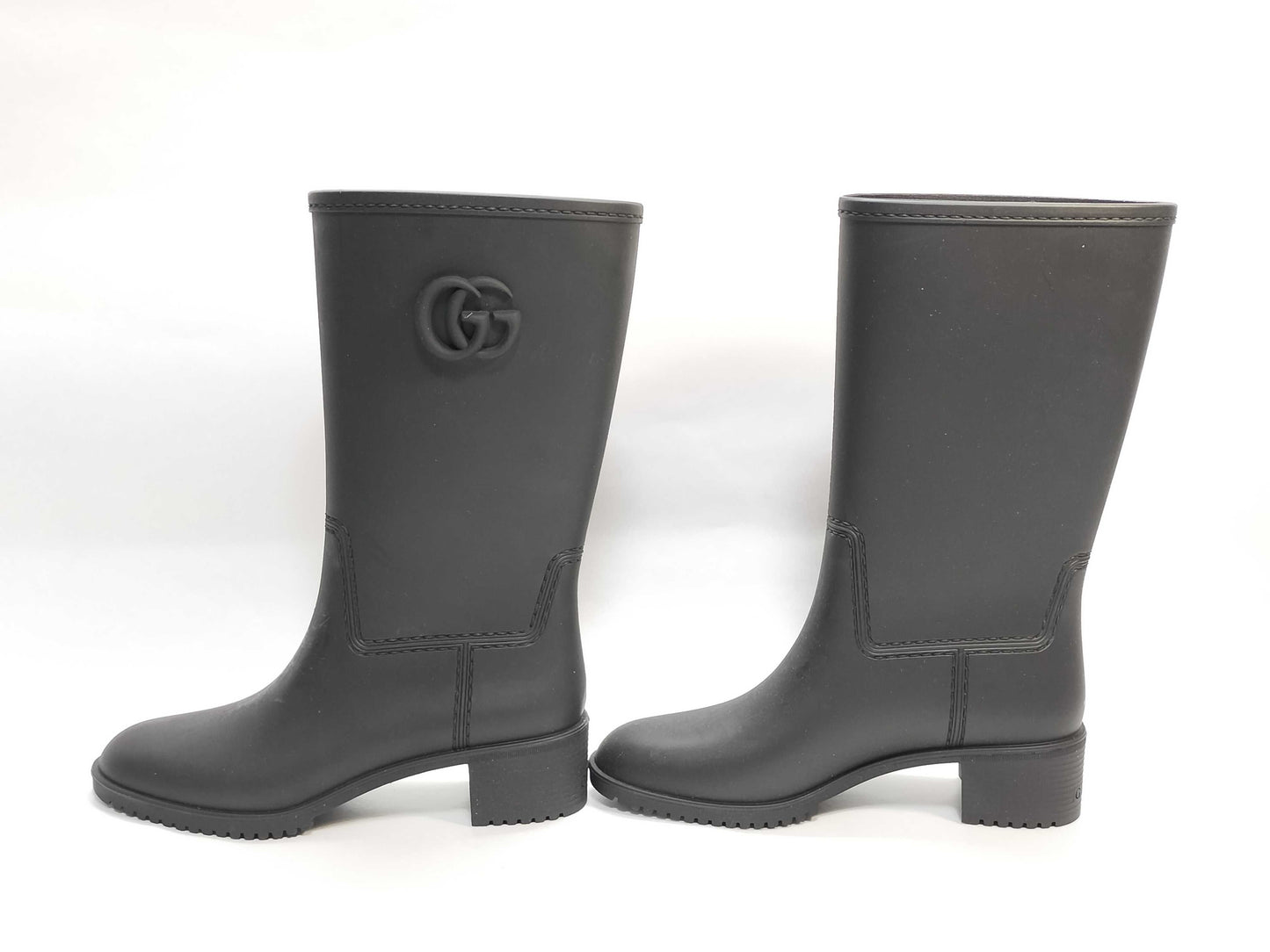 GUCCI Rubber Rain Boots/Black/GG/Boxed Rain Boots