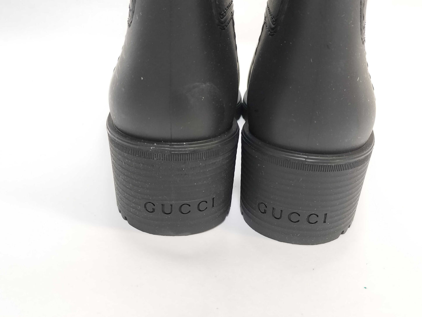 GUCCI Rubber Rain Boots/Black/GG/Boxed Rain Boots