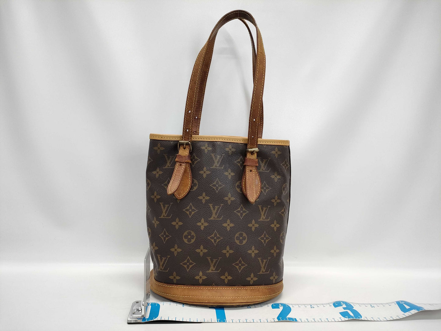 LOUIS VUITTON Monogram Bucket PM Tote Bag with Pouch